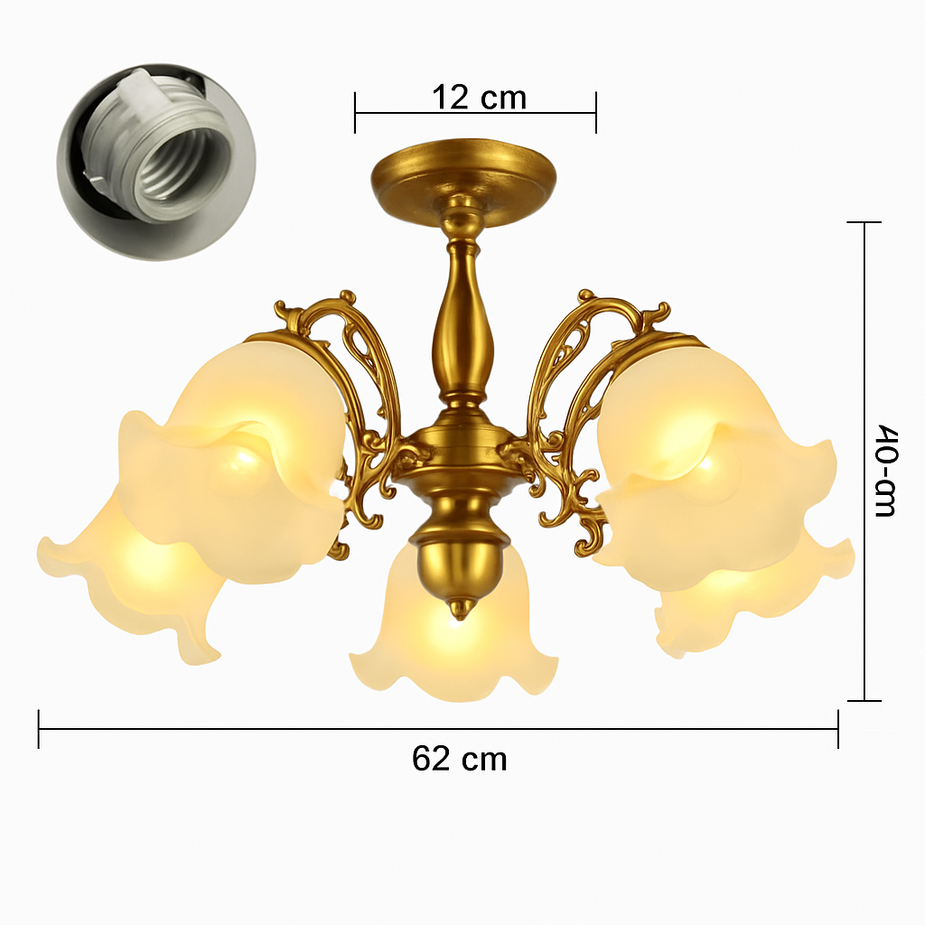 Lustre à LED avec abat-jour en fleurs