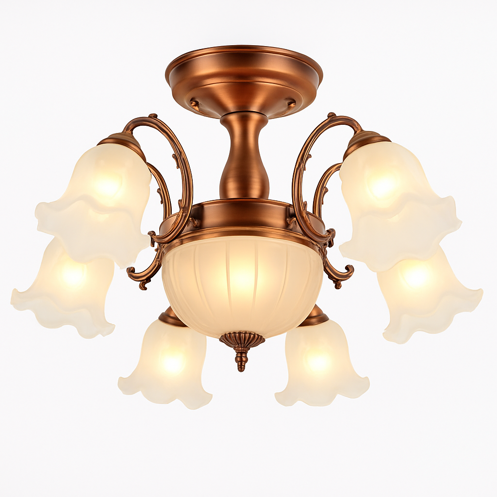 Lustre à LED avec abat-jour en fleurs