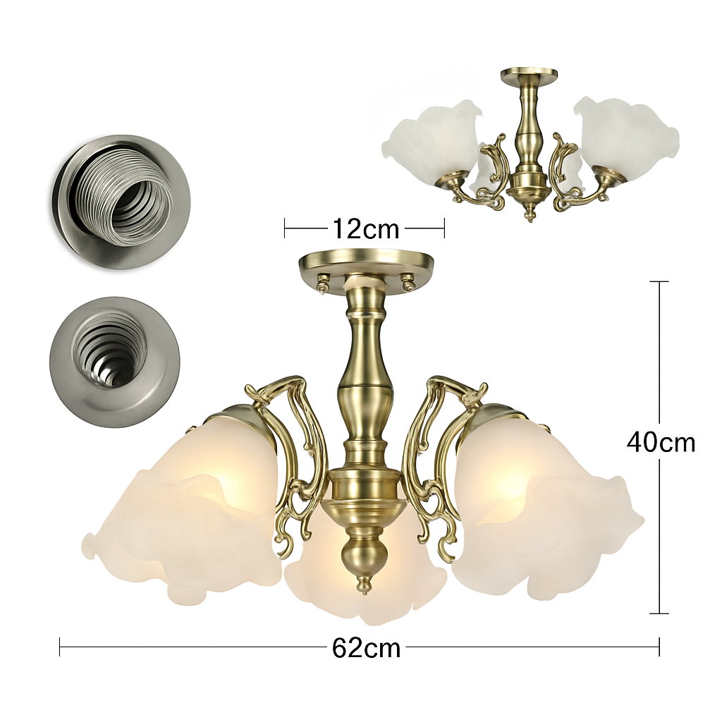 Lustre à LED avec abat-jour en fleurs