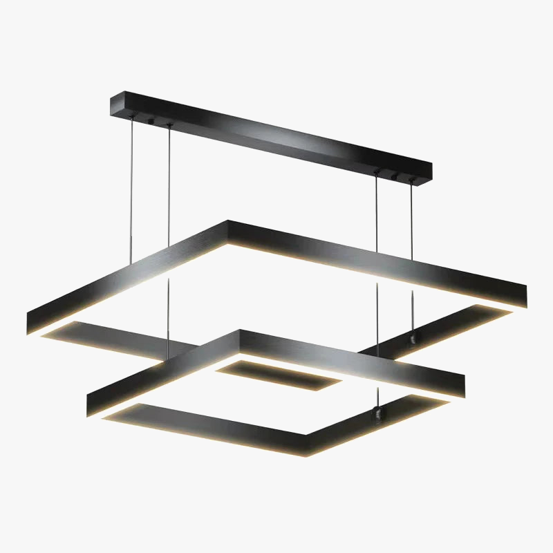 Lustre Led carré moderne pour salon salle à manger chambre cuisine noir Rectangle Led plafonnier suspension lampe