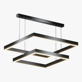 Lustre Led carré moderne pour salon salle à manger chambre cuisine noir Rectangle Led plafonnier suspension lampe