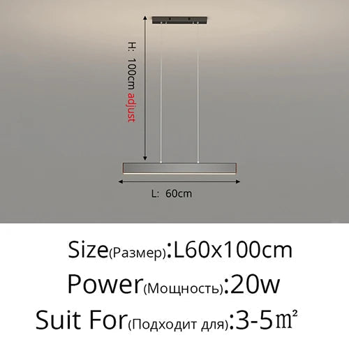 Lustre Led carré moderne pour salon salle à manger chambre cuisine noir Rectangle Led plafonnier suspension lampe