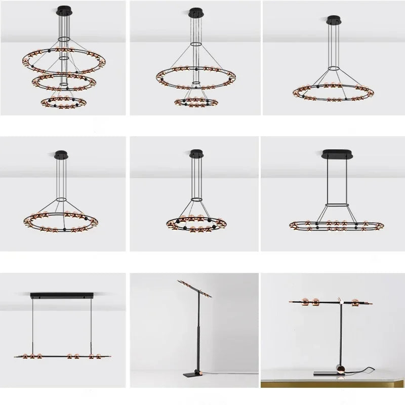 lustre led créatif italien en forme de haricot pour décoration intérieure