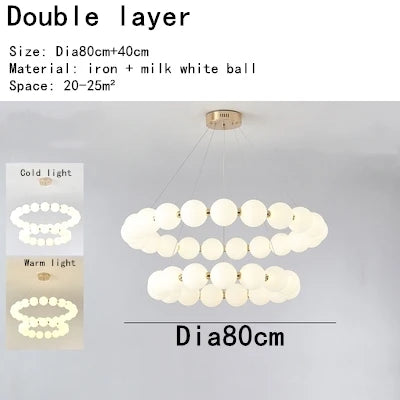 lustre led créatif nordique en forme de haricots magiques double couche