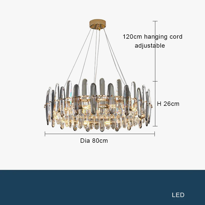 lustre led de luxe en cristal k9 à intensité variable pour noël