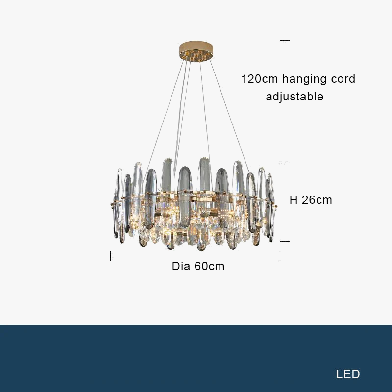 lustre led de luxe en cristal k9 à intensité variable pour noël