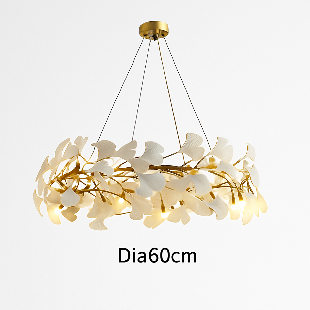 lustre led de luxe moderne en céramique motif ginkgo art villa