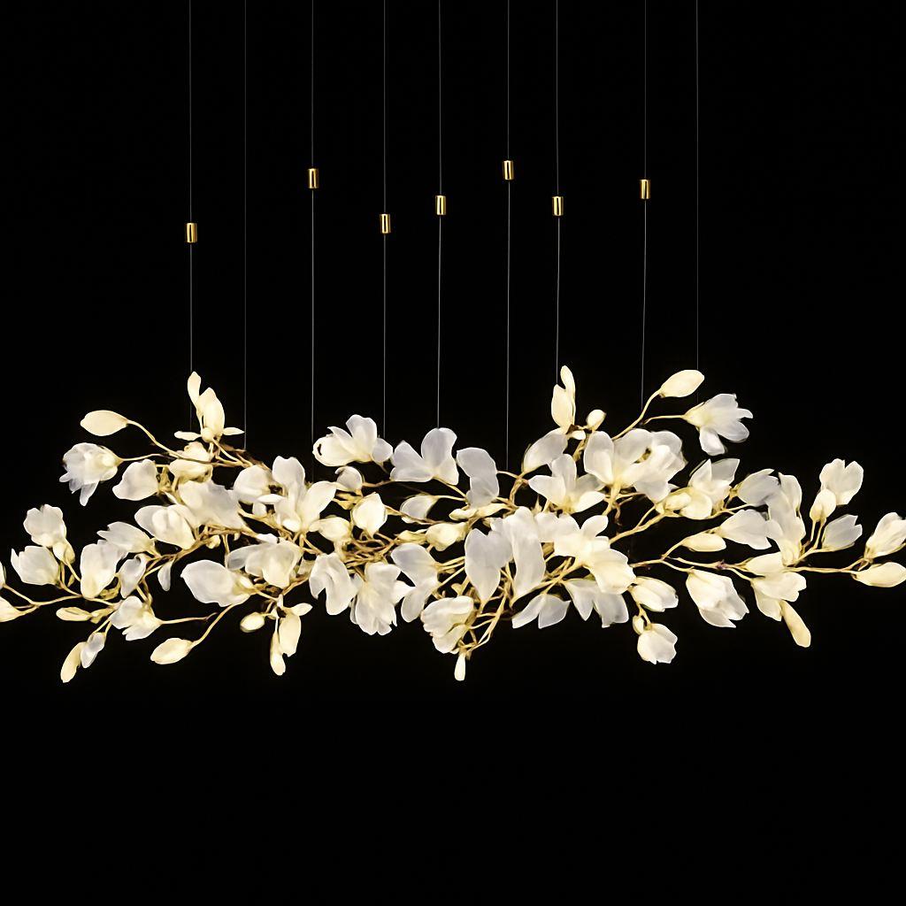 lustre led de luxe moderne en céramique motif ginkgo art villa