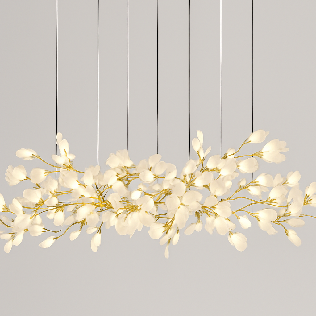 lustre led de luxe moderne en céramique motif ginkgo art villa