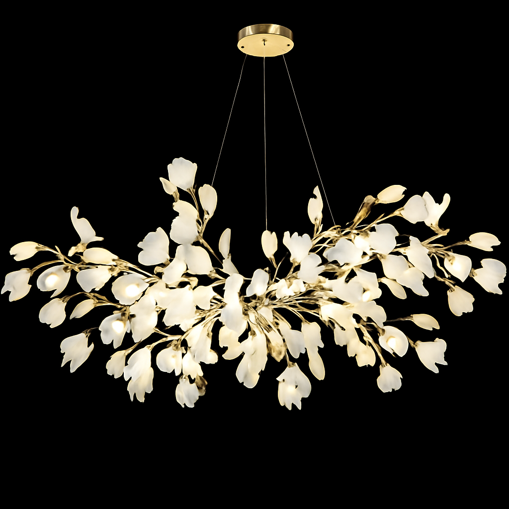 lustre led de luxe moderne en céramique motif ginkgo art villa
