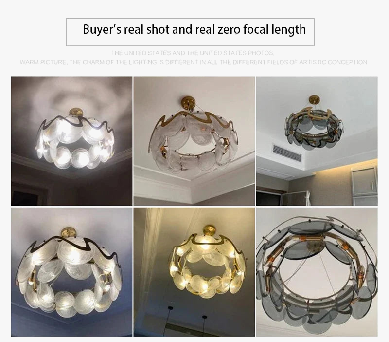 lustre LED de luxe pour décoration intérieure en verre élégant