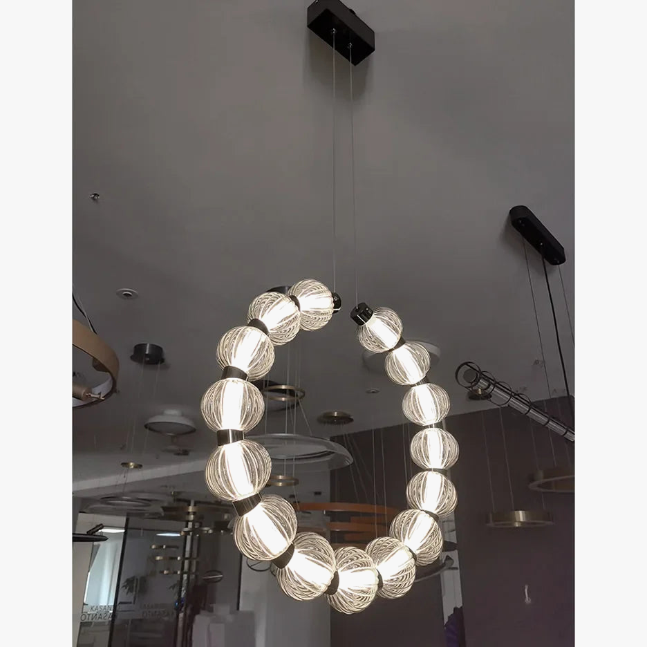 lustre led de luxe style collier de perles chromé