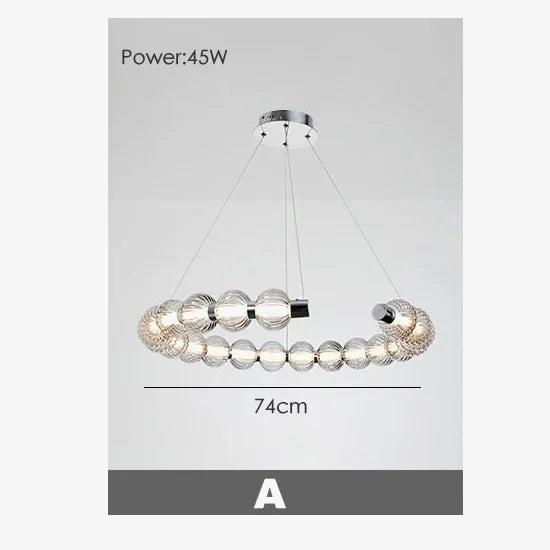 lustre led de luxe style collier de perles chromé