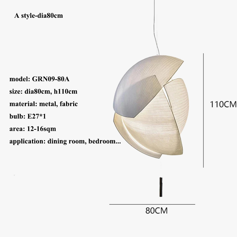 lustre led design moderne wabi sabi tissu éclairage décoratif