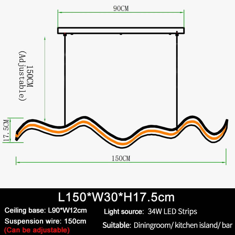lustre led design vague suspension luminaire intensité variable