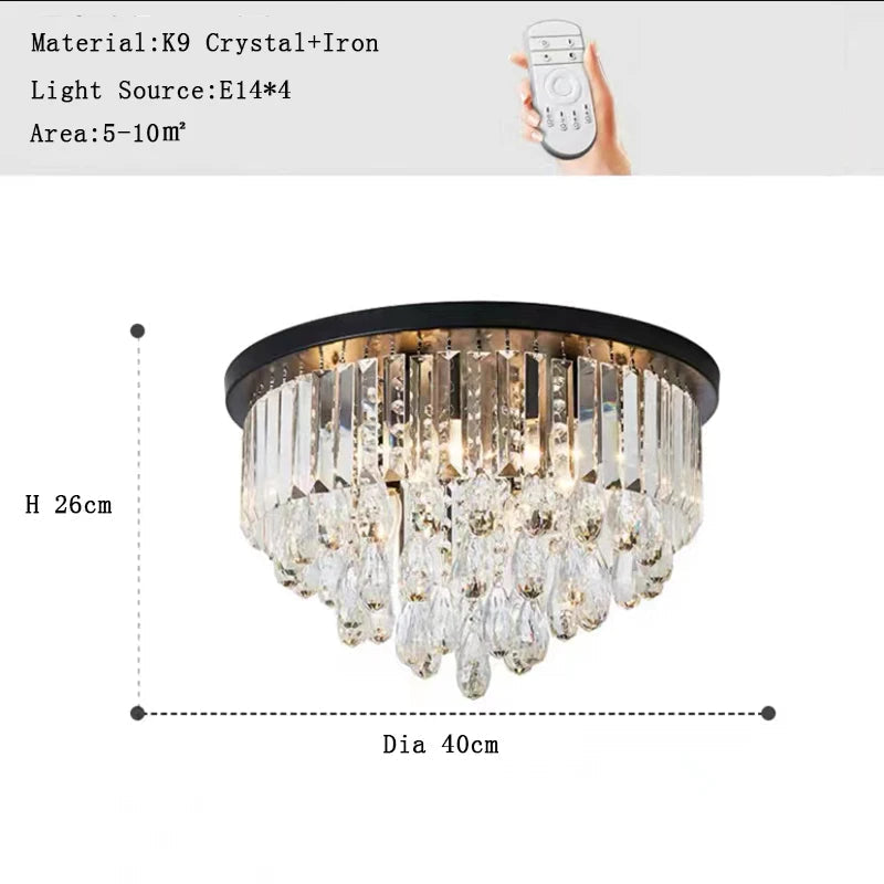 lustre led dimmable en cristal style américain luxueux