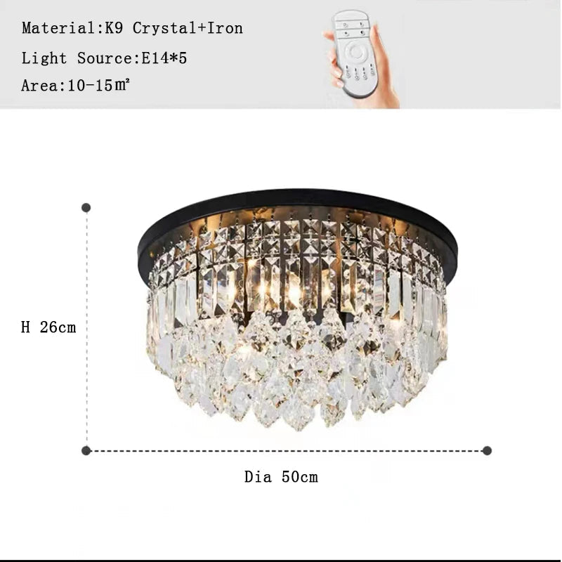 lustre led dimmable en cristal style américain luxueux
