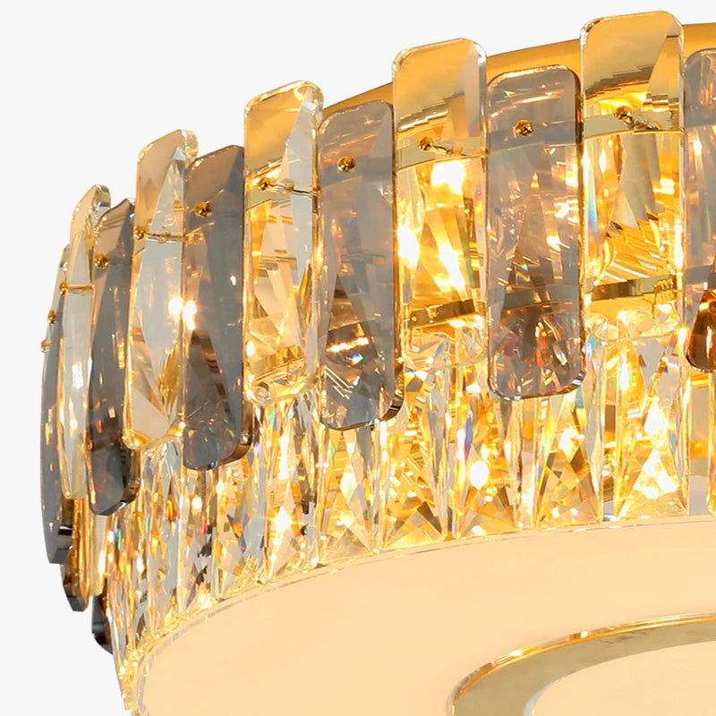 lustre led dimmable en verre cristal rond argent moderne