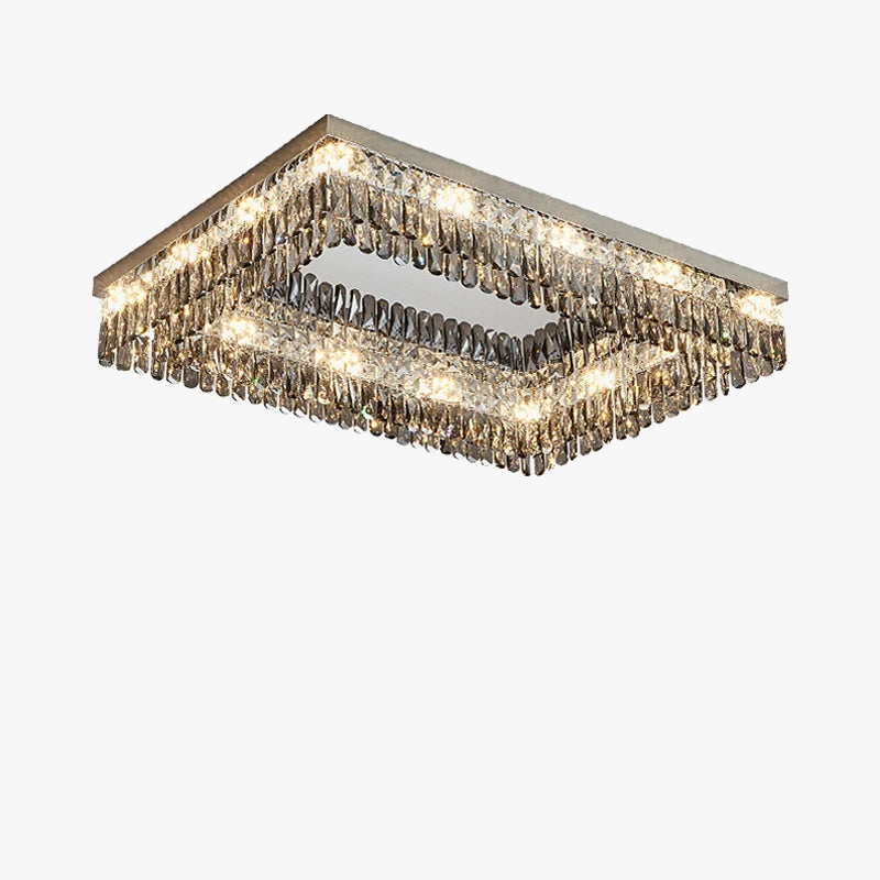 lustre led dimmable rond rectangulaire en cristal