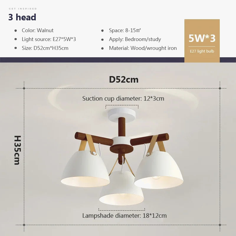 Lustre Led en bois nordique