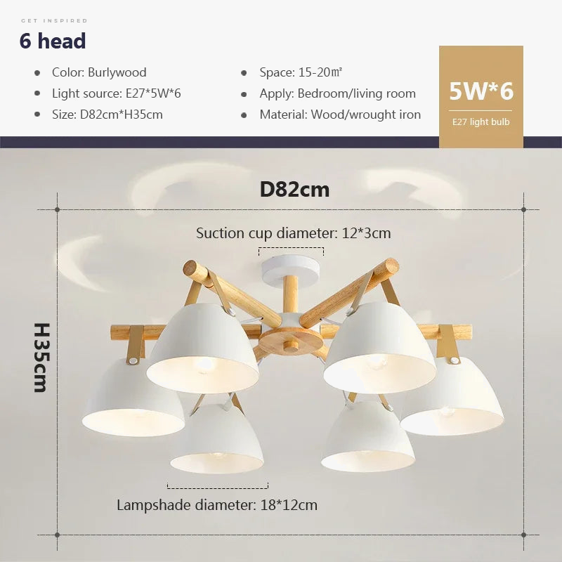 Lustre Led en bois nordique