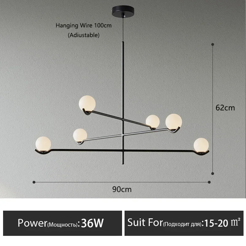 lustre led en boule de verre style nordique pour intérieur