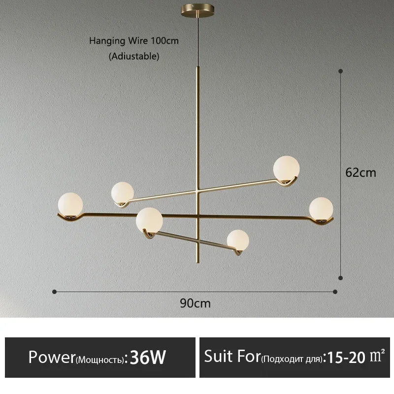 lustre led en boule de verre style nordique pour intérieur