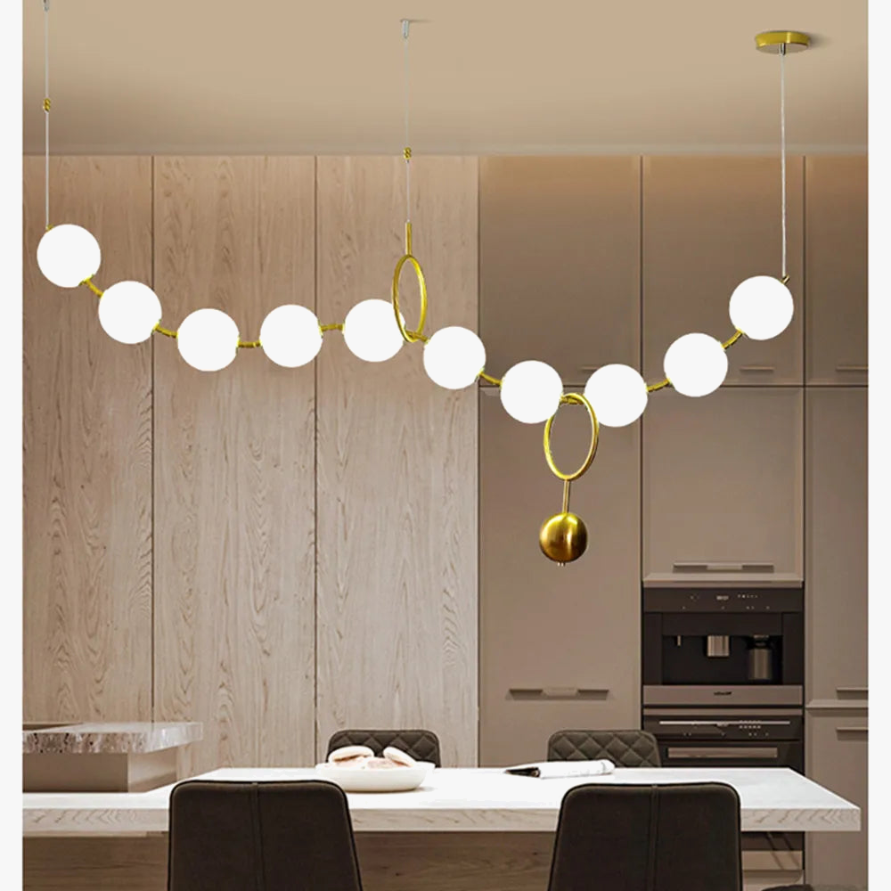 lustre à led en chaîne de boules en verre élégant et moderne