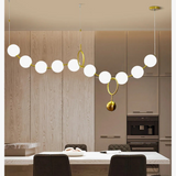 lustre à led en chaîne de boules en verre élégant et moderne