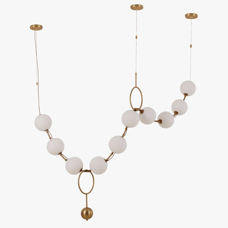 lustre à led en chaîne de boules en verre élégant et moderne