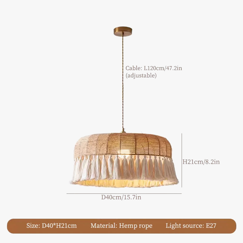 lustre à LED en corde de chanvre pour décoration intérieure