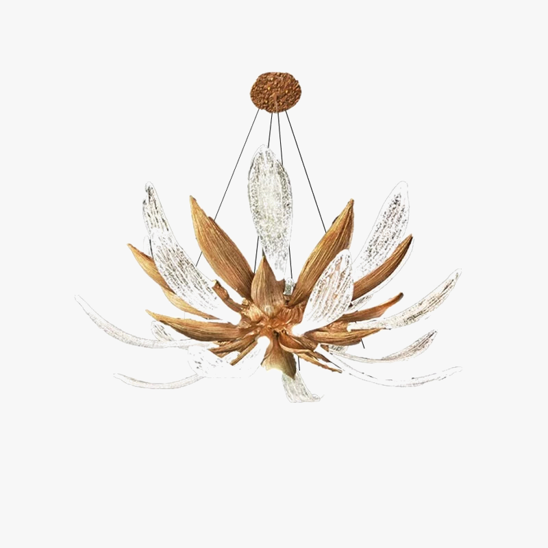lustre led en cuivre et verre à intensité variable pour intérieur