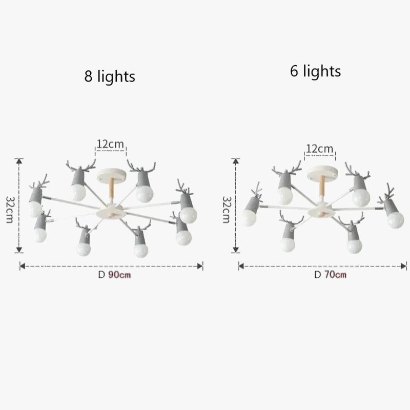 lustre led en fer et bois forme cerf pour décoration intérieure