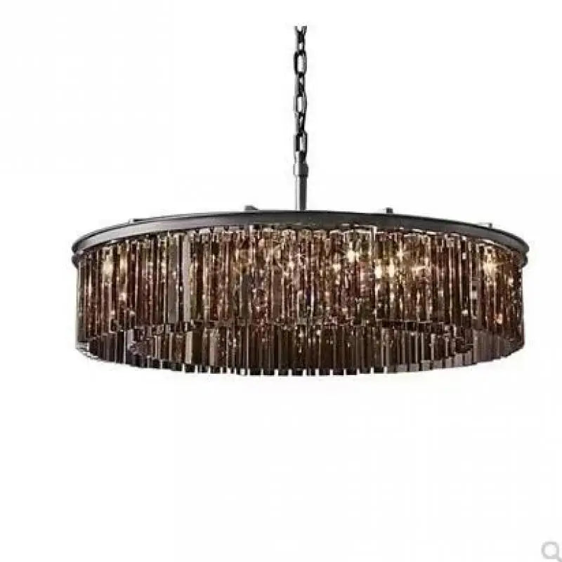 lustre led en métal style rétro américain avec chaîne et cristal