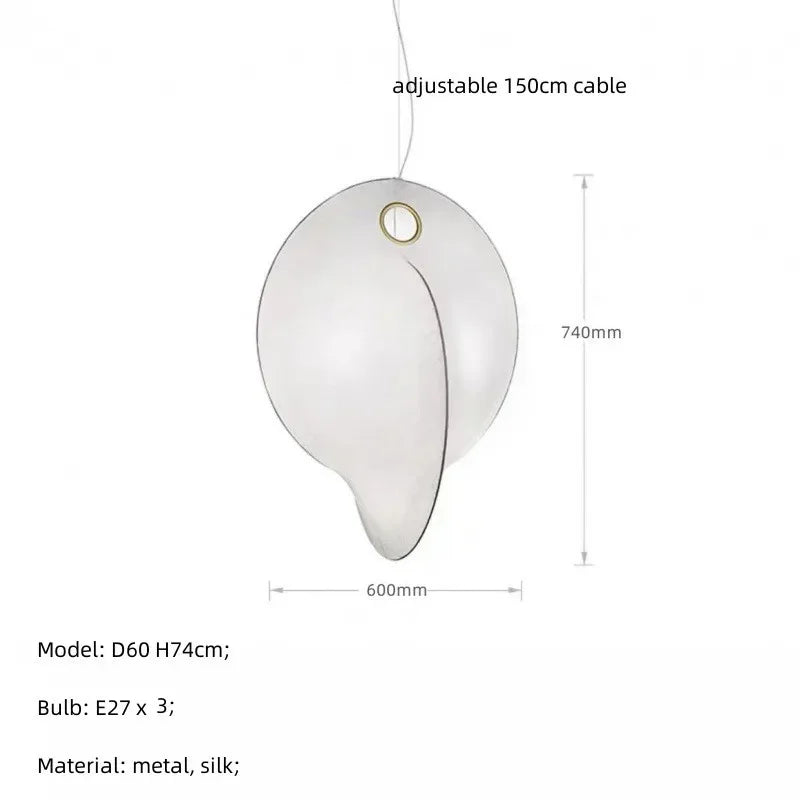 lustre led en soie nordique wabi sabi suspendu pour décoration maison