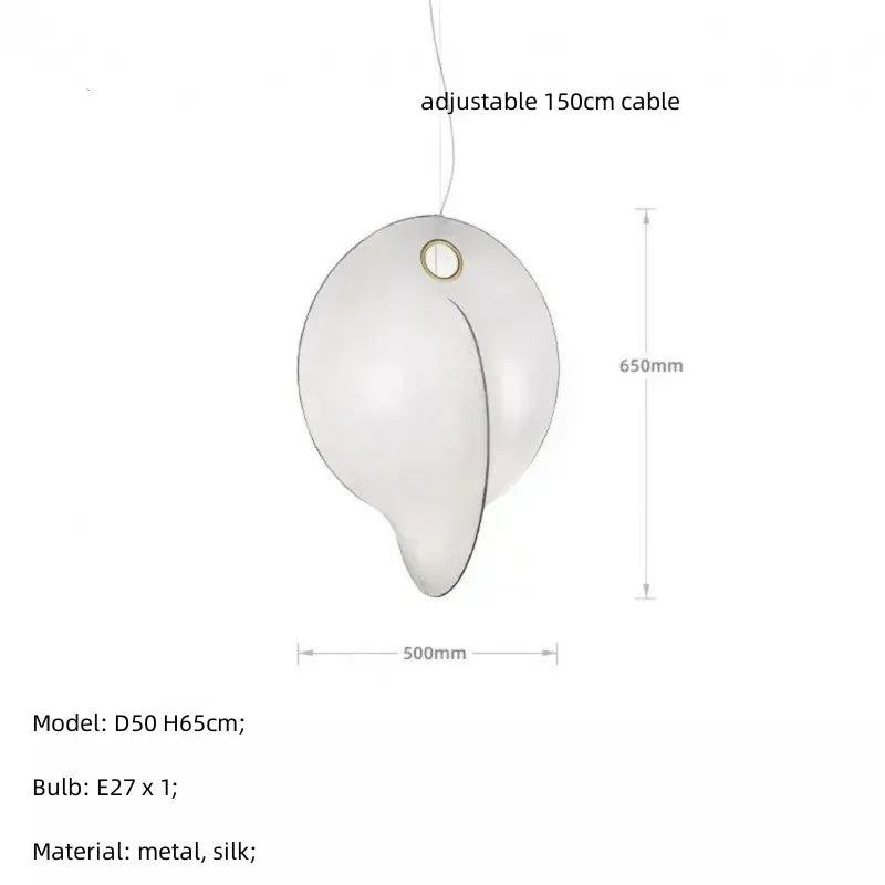 lustre led en soie nordique wabi sabi suspendu pour décoration maison