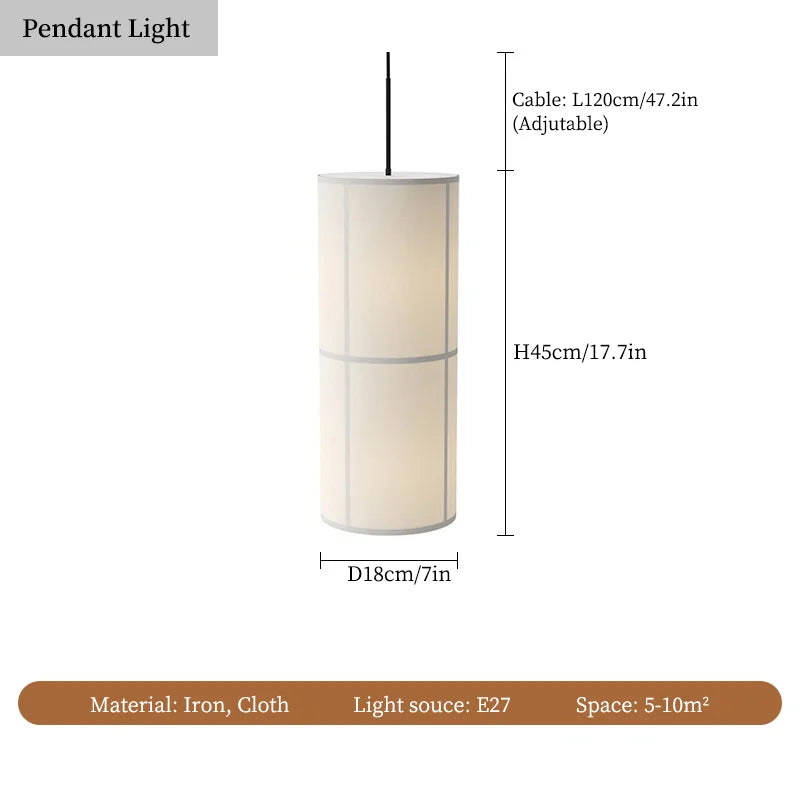 lustre à LED en tissu design wabi sabi pour décoration intérieure