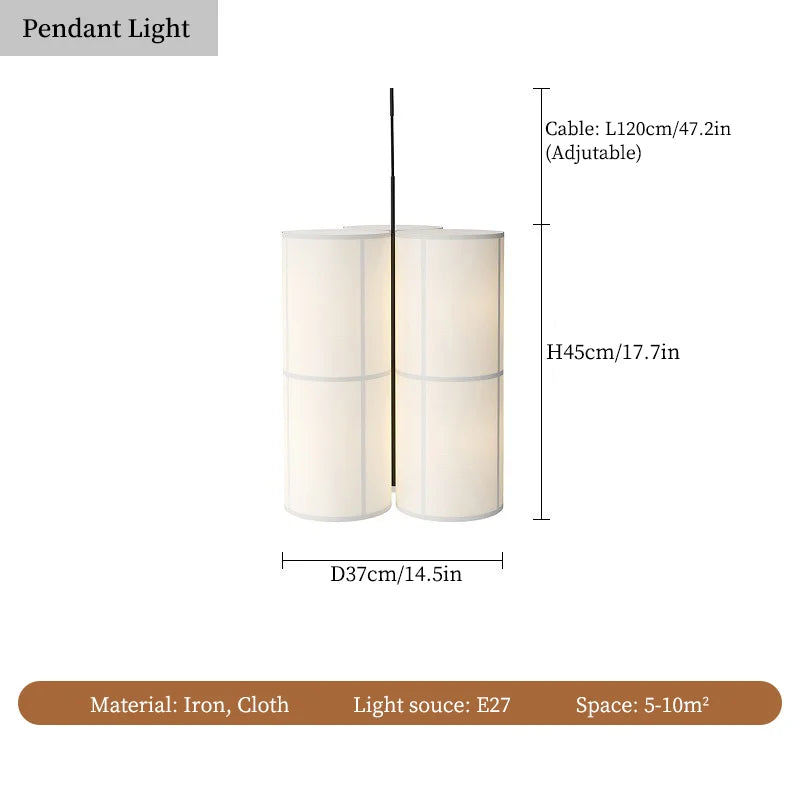 lustre à LED en tissu design wabi sabi pour décoration intérieure