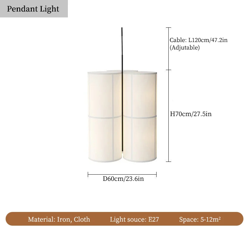 lustre à LED en tissu design wabi sabi pour décoration intérieure