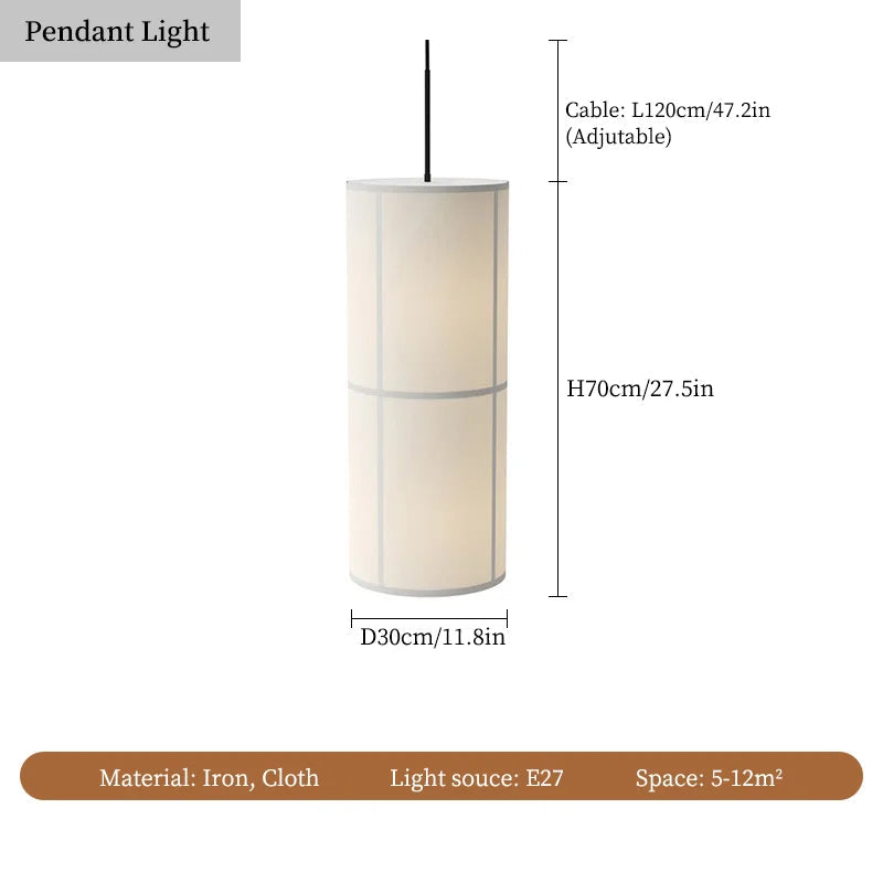 lustre à LED en tissu design wabi sabi pour décoration intérieure