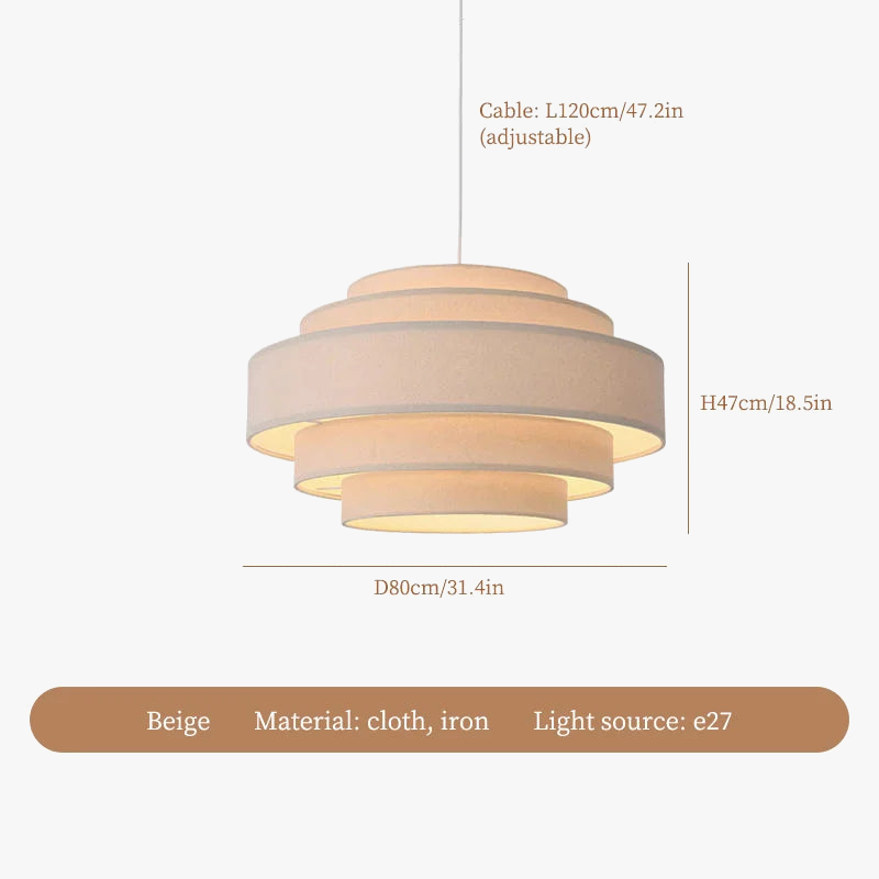 lustre à led en tissu style wabi sabi pour décoration intérieure