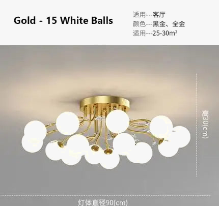 lustre à led en verre bulles design moderne et élégant
