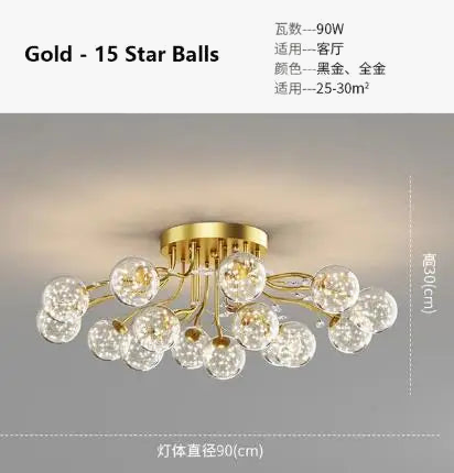 lustre à led en verre bulles design moderne et élégant