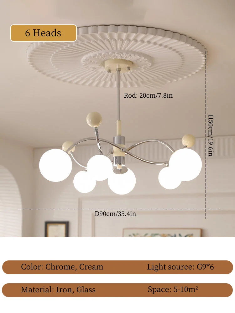 lustre à led en verre et fer pour décoration intérieure