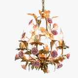 lustre led floral céramique cuivre rose déco intérieur
