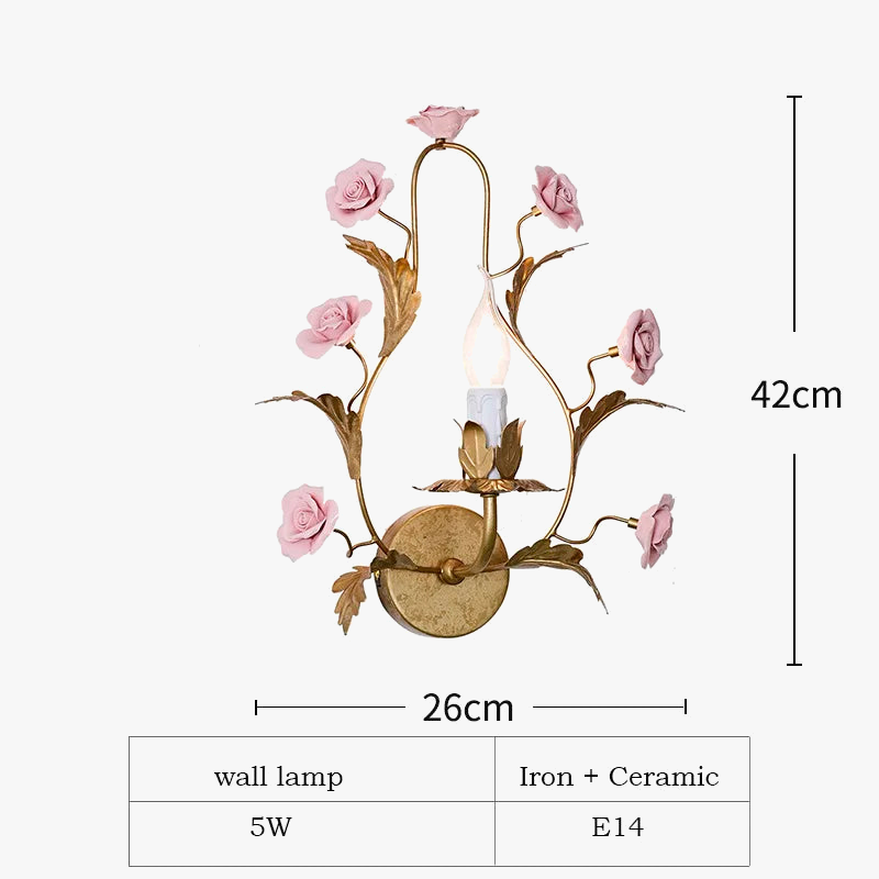 lustre led floral céramique cuivre rose déco intérieur