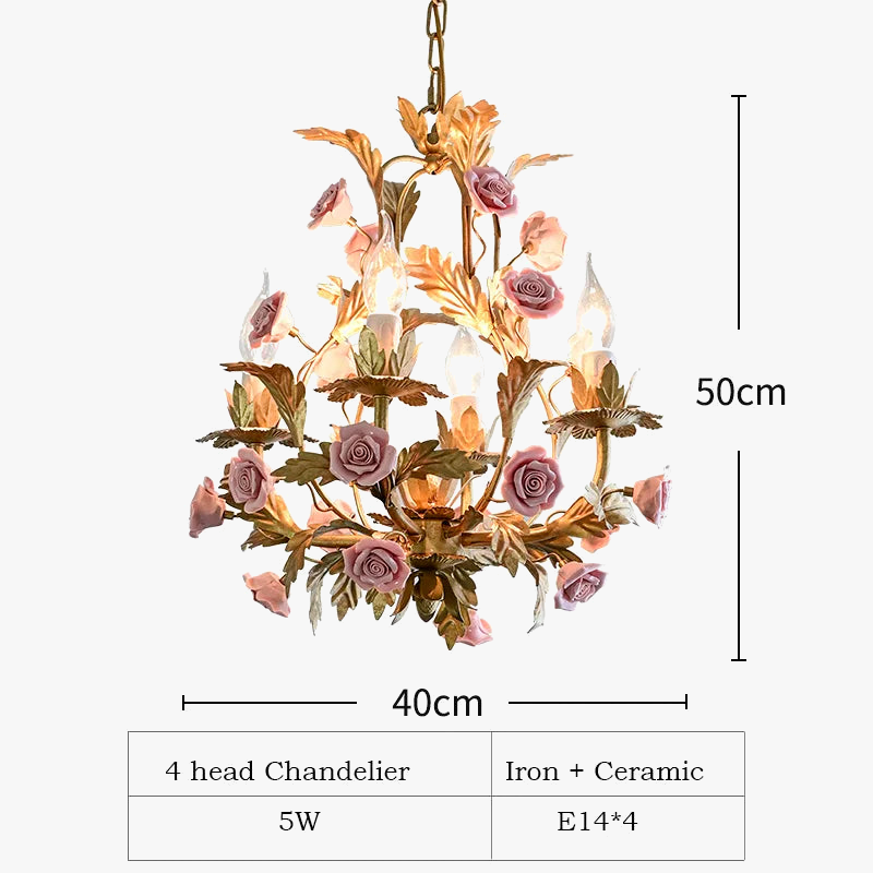 lustre led floral céramique cuivre rose déco intérieur