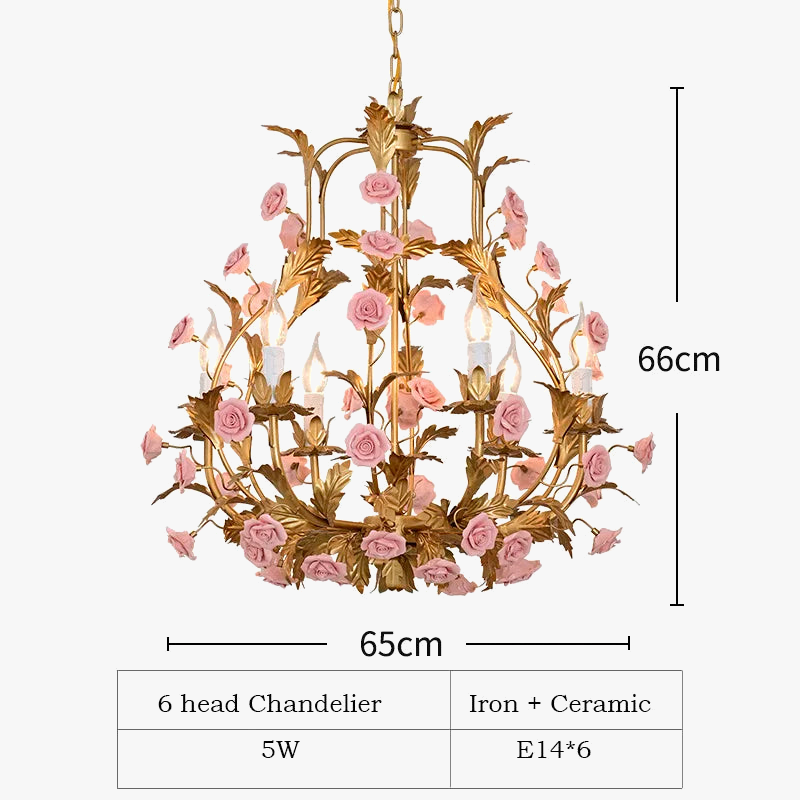 lustre led floral céramique cuivre rose déco intérieur