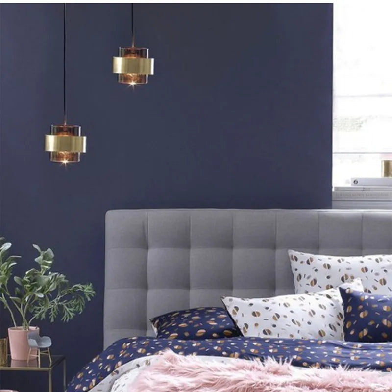 lustre led élégant nordique en verre doré pour décoration intérieure