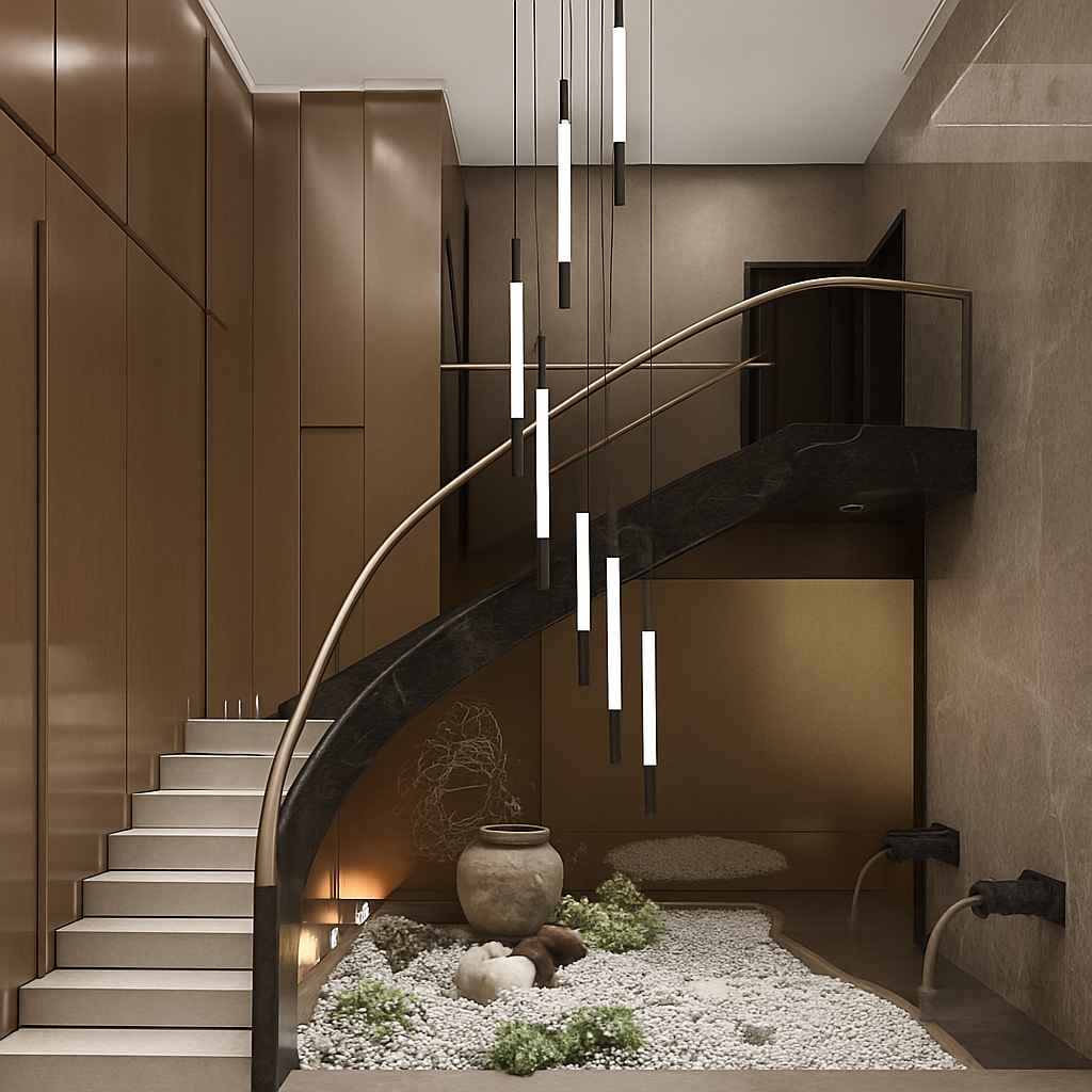 lustre led ligne longue moderne suspension villa luxe éclairage
